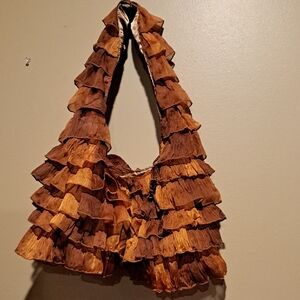 Brown Ruffled Women's Bag